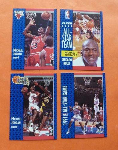(4) 1991-92 Fleer Basketball, Michael Jordan Cards: 29, 211, 220 & 238, Bulls