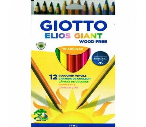 Giotto Elios Woodfree Buntstifte – 24 Farben, Dreiflächig, Bruchfeste Mine 3,3 Mm, Holzfrei & Leicht Zu Spitzen
