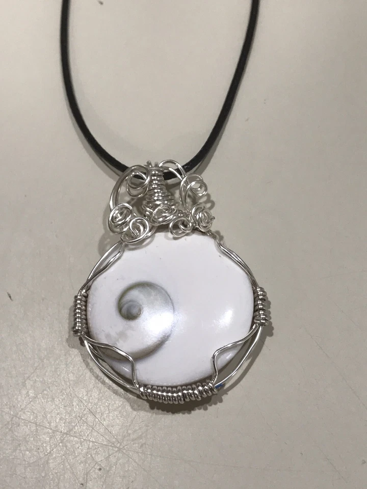 Shiva eye fossil Shell Pendant Necklace Natural Handmade USA - Image 3 of 4