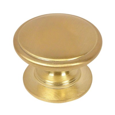 10 Pack 4702BB Cabinet Knobs 1-1/4 Inch Round Brushed Brass Wide Base Pulls