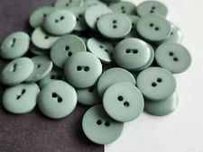 12 French Green slightly domed 2-hole sew through buttons 3/4" 19mm 