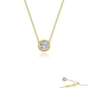 Authentic BRAND Lafonn Gold Plated 0.45CTW Bezel-Set Solitaire Necklace N0290CLG16