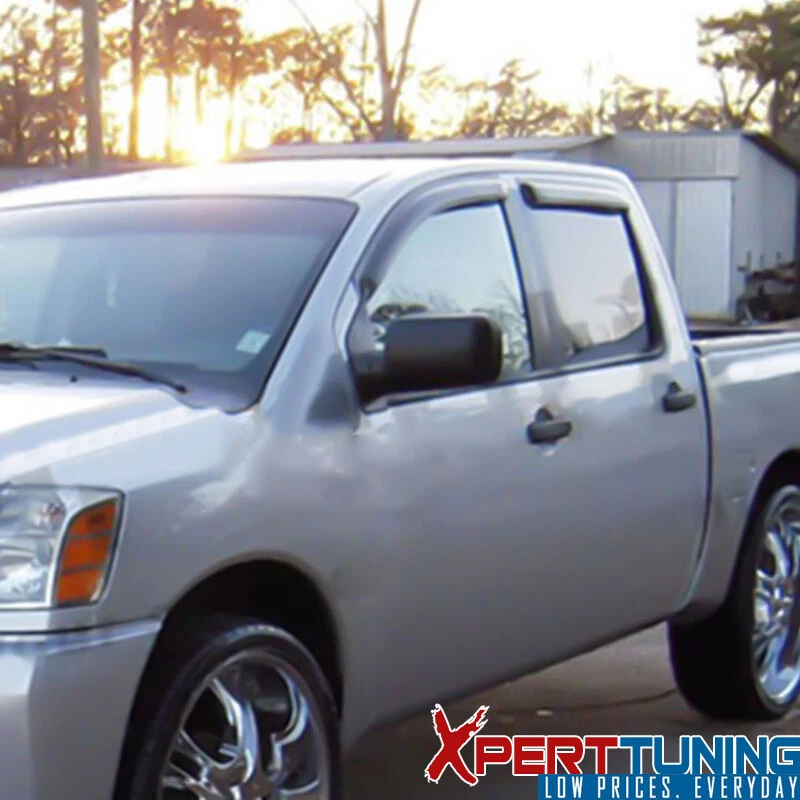 Se adapta a 04-15 Nissan Titan doble cabina ventana viseras ventilación protector de lluvia 4 piezas acrílico Foto 2 de 4