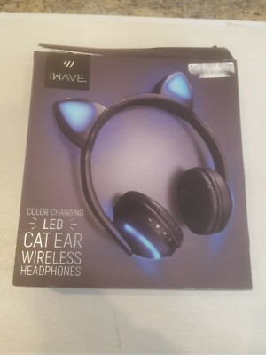 Iwave Headphones Color Changing Led Cat Ear Wireless Bluetooth Model HP6521-BKW