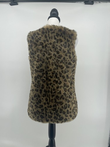 Cherokee Faux Fur Leopard Print Vest Girls XL Animal Print Fits Women’s Small - Picture 2 of 8