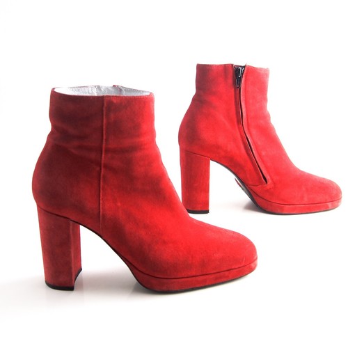 FREE LANCE Stivali Caviglia Tacco Alto Rosso Camoscio Donna US 8 Eu 38 - Foto 5 di 11