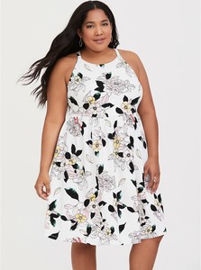 white halter skater dress