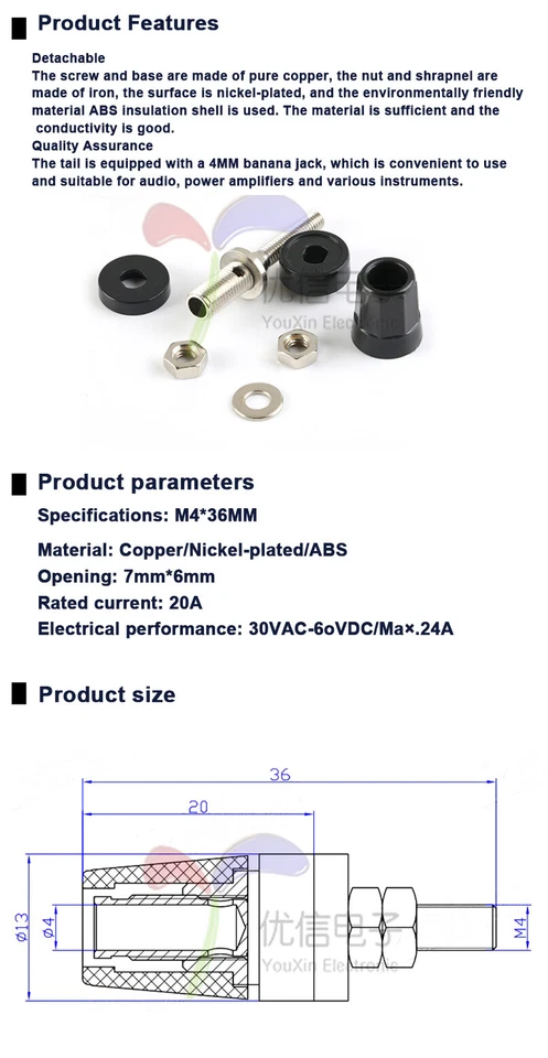 4mm Bananenstecker Buchsenstecker Lautsprecherkabel Stecker und Buchsen - Image 3 of 4