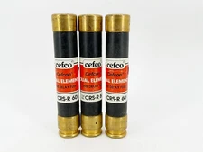 Lot of 3 Cefco CRS-R-60 Dual Element Time Delay Fuse 60A 600V Class RK5