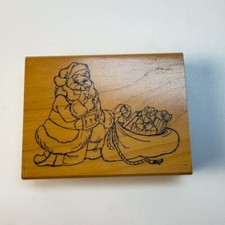 Santa Claus w Toy Bag Christmas HTF Rubber Stamp 4"X 3" Art Impressions M-1561