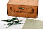 10x Hescho Ceramic Tube Capacitor from 1947, 200 pF / 250 V~, 4DIN41348, NOS