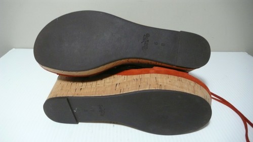 COACH 'BARKLEY' Suede Red Platform Wedge Zip/Lace-Up Gladiator Espadrille Sz 6B - Picture 7 of 12