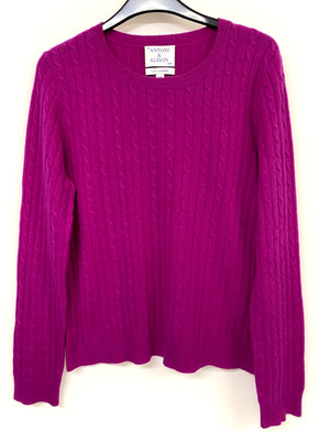 Antoni & Alison 100% Cashmere Jumper Cable Knit UK 10-12 magenta Pink 098