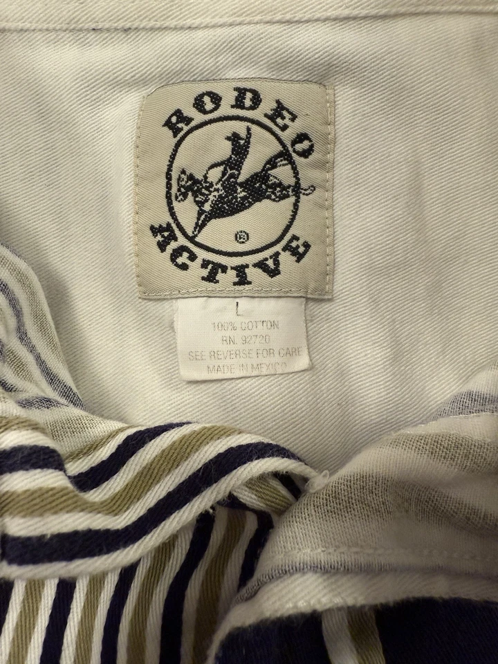 Vintage 90s Rodeo Active Western Multi Striped Long Sleeve Shirt Size L - Image 3 of 4