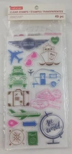 Craft Smart Clear Stamps 34 PC Road Trip Vacation Travel World Plane Cruise