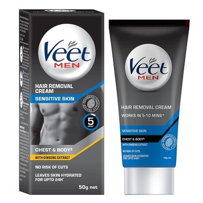 Veet Hair Removal Cream for Men Sensitive Skin, Full Body & Intimate Areas 50g