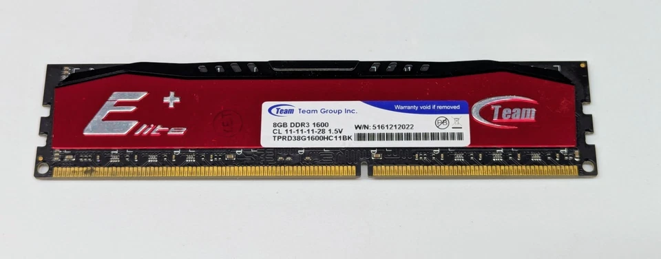 TEAM ELITE+ 8GB X1 DDR3 1600MHZ TPRD38G1600HC11BK DIMM GAMING RAM  - Image 3 of 4