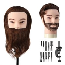 Barber Mannequin Head Male with 100% Human Hair, Man Mannequin Head With Beard