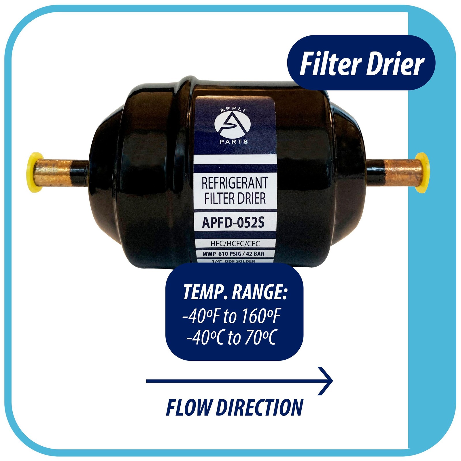 Appli Parts APFD-052S 1/4 in Liquid Line Refrigerant AC Filter Drier hvac Refrig