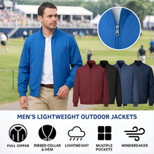 Men's Lightweight Outdoor Jacket Casual Windbreaker Golf Business Stylish Coat