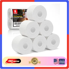 Professional 6 Pack White Athletic Sports Tape - 1.5 Inch × 27 Feet per Roll | T