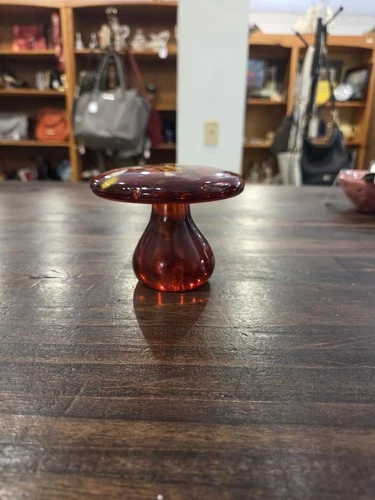 Blenko 1970s Vintage Amber Glass Mushroom