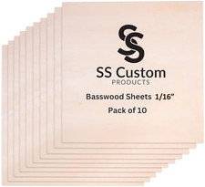 Basswood Sheets for Crafts - 10 Pack - 12 X 12 X 1/16 Inch - 1.5Mm Thick Plywood