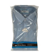 Sears Perma-Prest Vintage Mens Button Down Dress Shirt Light Blue Regular Cut