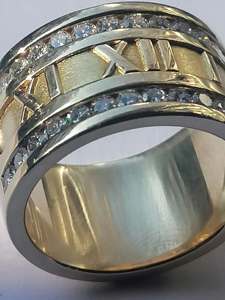 Tiffany Ring Atlas Gold 12mm 30 Diamanten ca 0,9 Karat Größe 55 17,5 mm (ca.)17 - Bild 2 von 4