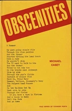 Obscenities Poems by Michael Casey, 1st Edition, 1972 Yale Younger Poets v.67