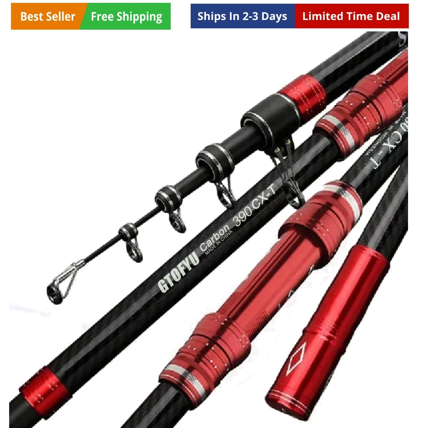 Telescopic Fishing Rod, Carbon Fiber Travel Surf Rod, Spinning Power Lure 2-9...