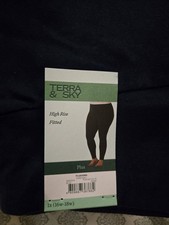 Terra  Sky High Rise Fitted Leggings Dark Navy 1X Plus Size Women