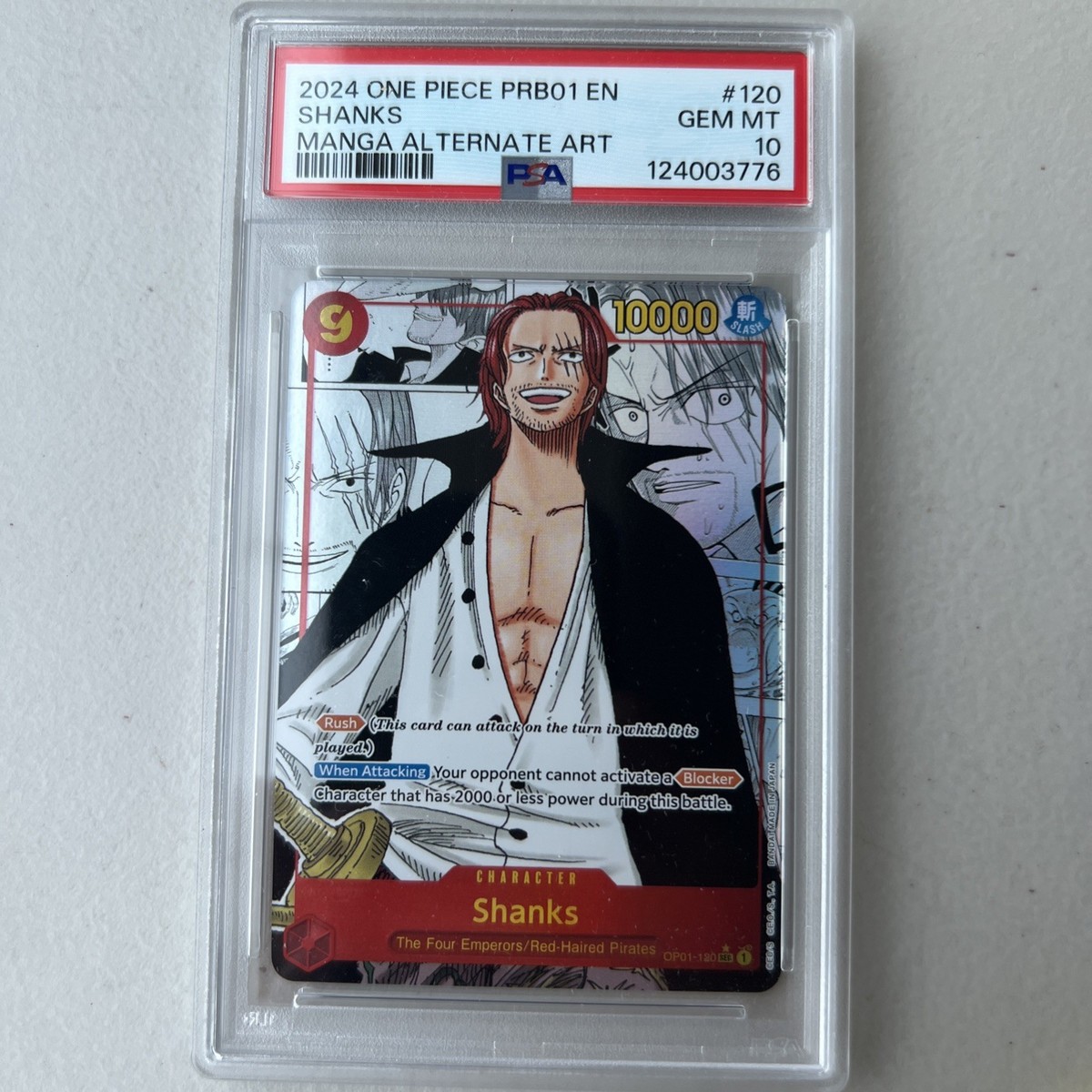 ワンピース シャンクス OP01 MANGA ALT.ART #120 PSA 10 Shanks OP01-120 SEC Comic Parallel Manga Alt Art ONE PIECE