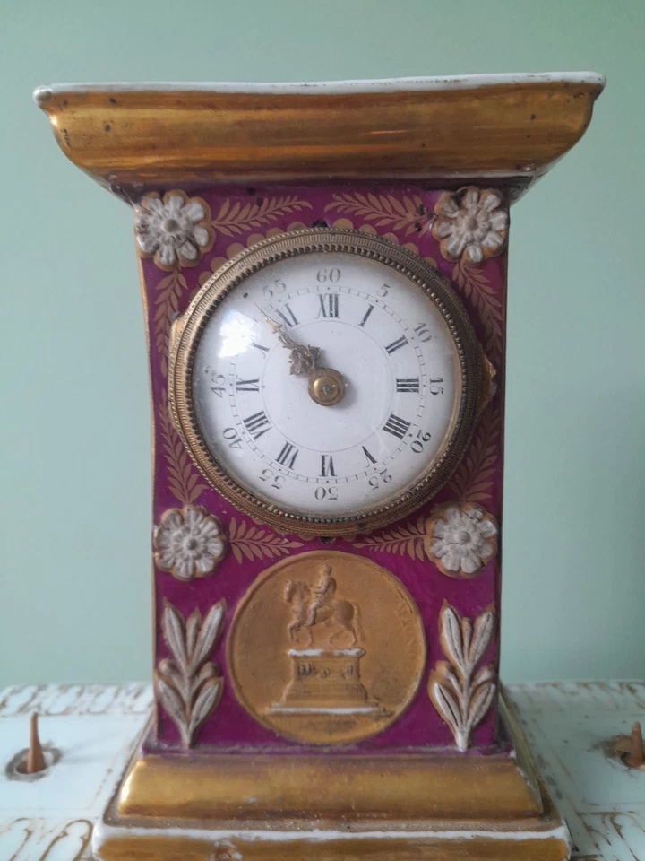 Pendule Porcelaine Rétablissement Statue Henri IV 1817 Louis XVIII A Restaurer - Photo 2/4