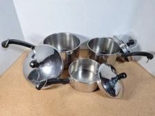 Farberware 1,2,3 Qt 18/10 Stainless Steel Impact Bonded Saucepans Pot w Lids