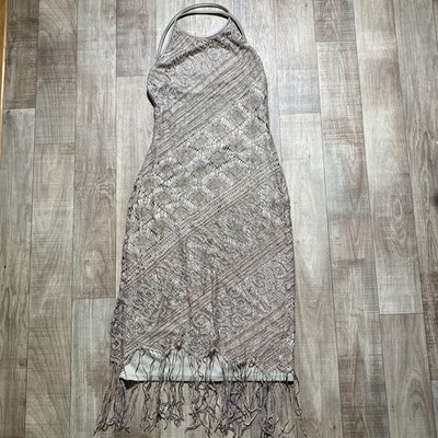 Vintage Dress Y2K Small Sheer Flapper Gold Going Out Club Mini Bodycon Fairy