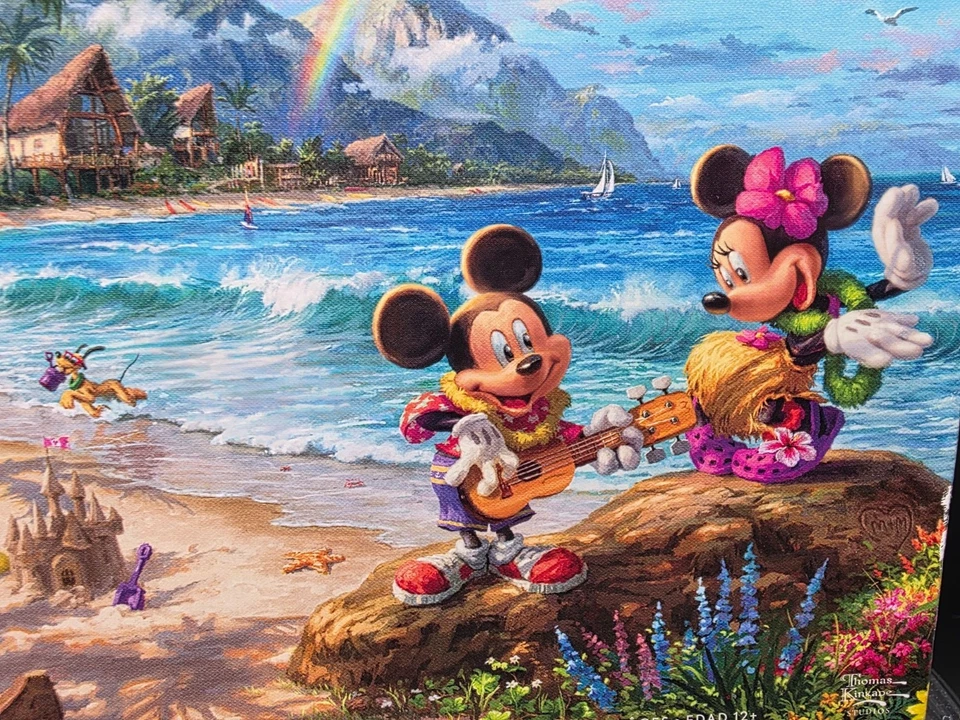 Thomas Kinkade Disney Mickey Minnie & Friends 1000pc Jigsaw Puzzle Art - Image 2 of 4