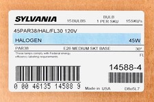 15 PACK - SYLVANIA 45W 30  PAR38 120V FLOOD LIGHT BULB 45PAR38/HAL/FL30 14588-4