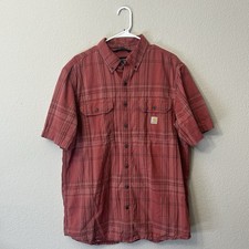 Carhartt Loose Fit Midweight Short Sleeve Button Down Work Shirt Size L Tall