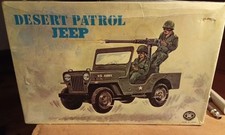 Vintage Tin B/o Desert Patrol Jeep Mib Mt Toys Japan