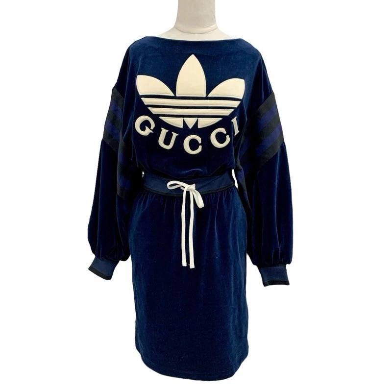 Gucci Adidas Vestito Logo Cotone Navy r10_0711