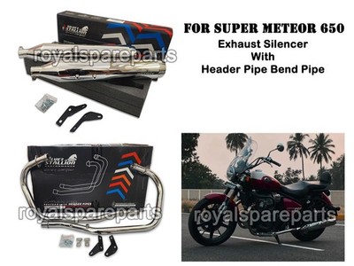 For Royal Enfield Super Meteor 650 SILVER STALLION SILENCER AND BEND PIPE POLISH