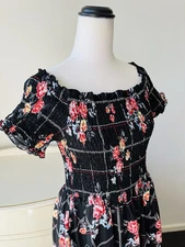 CITY CHIC S Fit & Flare Dress Floral Print Off Shoulder Shirred Bodice Summer