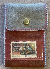 Vintage Suede Wallet Braided Edging 60/70's, Small Kids Size, Unposted Stamp EUC