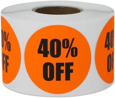 [1.5 X 1.5 Inch - 1200 Total Labels - 4 Rolls of 300] Retail 40% Labels, Sale Pe