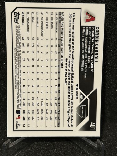 CORBIN CARROLL 2023 Topps Chrome Sapphire Edition RC - #401 - Diamondbacks - Foto 2 di 2
