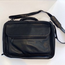Black Leather Briefcase Laptop Case, Commuter Bag, Business Accessory