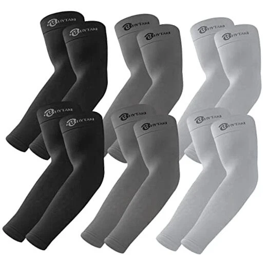 UV Sun Protection Arm Sleeves, UPF 50 Sports 2 Black+2 Dark Gray+2 Light Gray