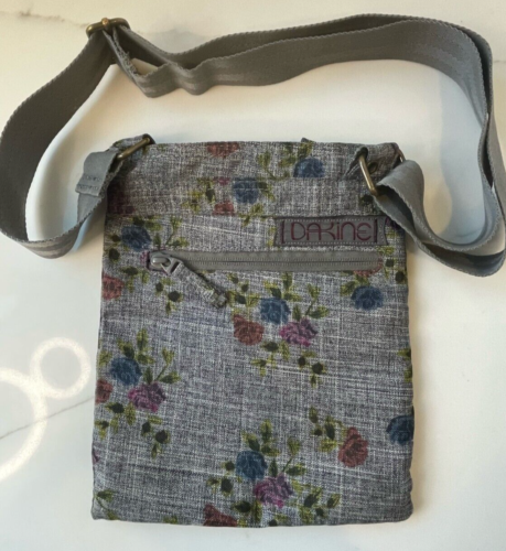 DAKINE Jive Canvas Slim Gray Floral Crossbody Small Shoulder Bag/Purse EUC - Picture 1 of 15