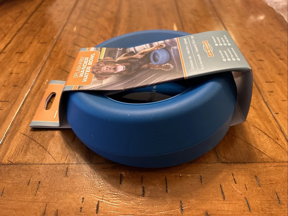 “NUEVO” Kurgo Sin Derrames Perro Tazón de Viaje, Portátil No, Tazón de Agua Desordenado para Perros, Azul Foto 4 de 4